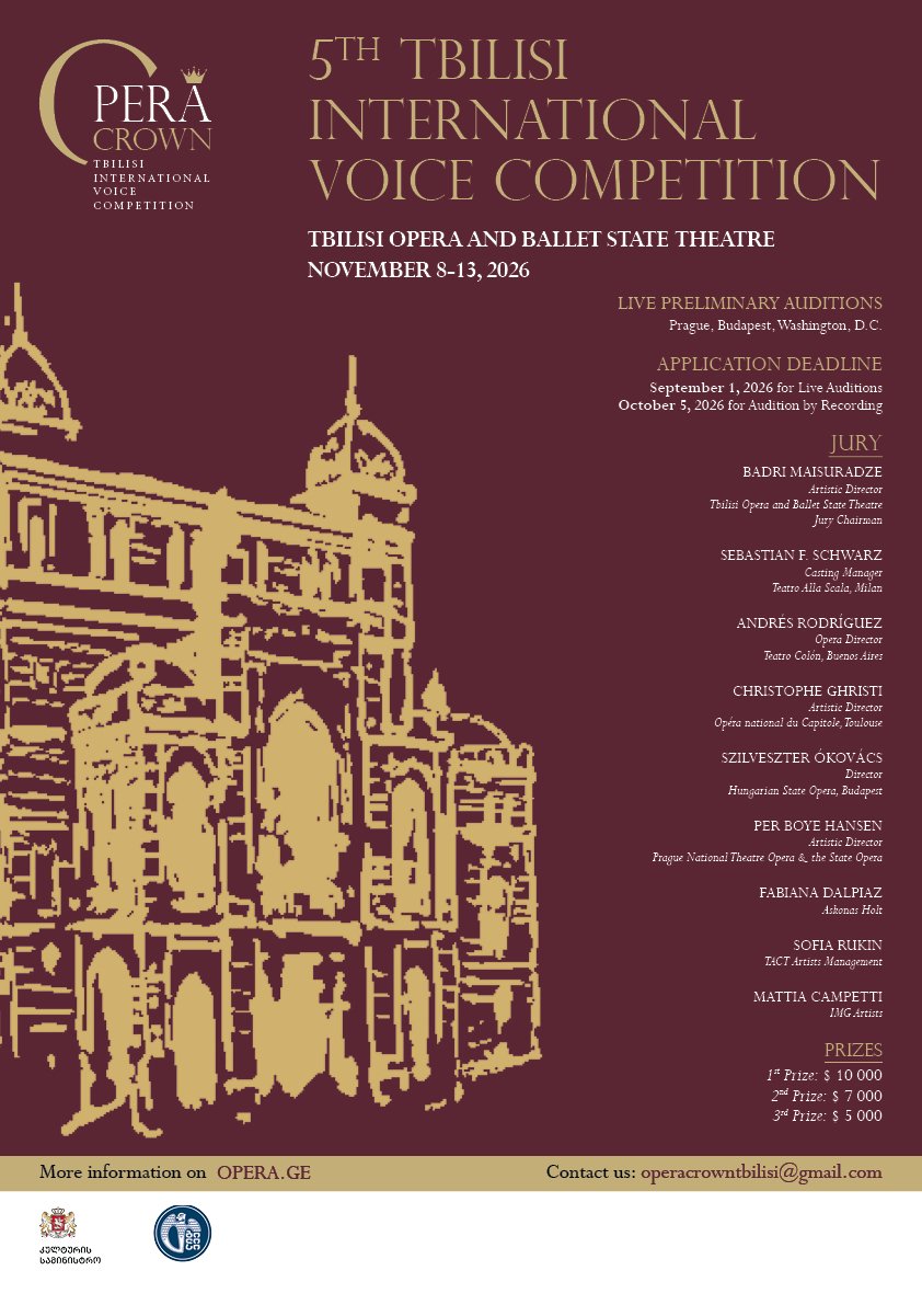 Concorso internazionale di canto ‘OPERA CROWN’ a cura del Tbilisi Opera and Ballet State Theatre